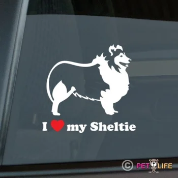 Jeg Elsker Min Sheltie Mærkat Die Cut Vinyl - profil v2 shetland sheepdog bil klistermærker