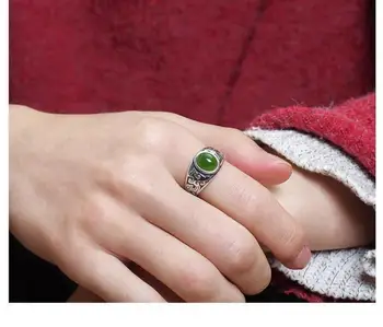 Klassiske Retro Indlagt Grøn Krystal Zircon Ring Åbning Justerbar Ring for Kvinders Mode og Elegant Party Smykker Gave