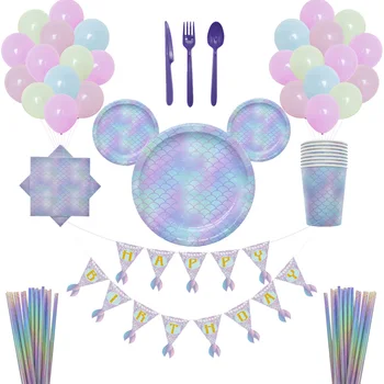 Lille Havfrue-års fødselsdag Part Indretning engangsservice Kit Under Havet Pige balloner dekoration baby brusebad forsyninger