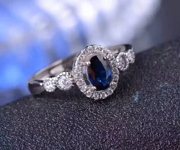 Luksuriøse Ædelsten Sølv Ring 4*6 Fejlfri Naturlig Safir Ring 925 Solid Silver Safir Ring til Kvinde Romantisk Gave