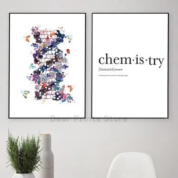 Menneskelige DNA og RNA Lærred Print Videnskab Plakat Biologi Væg Kunst Billedet Genetiske Kode Kemi Maleri Lærer Gaver Dorm Indretning