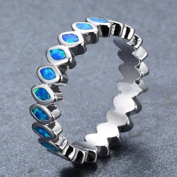 Mode Geometriske Oval Hvid/Grøn/Blå Efterligning Ild Opal Ring For Kvinder Tilbehør Kvinder Bryllupsfest Ring