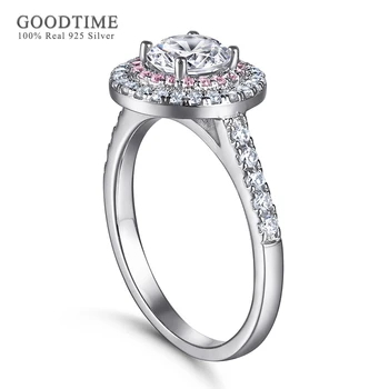 Mode Ring 925 Sterling Sølv Ring Rundt 4A Zircon Bryllup Smykker Jubilæum Ægteskab Engagement Ring Til Kvinde, Pige