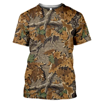 Mænds kortærmet dybe skov camouflage T-shirt 3d-print sommer udendørs sport camouflage fitness T-shirt, mænds top