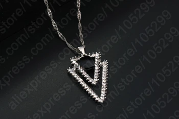 Nye CZ Crystal 925 Sterling Sølv Trekant Geometri Sort Halskæde Bryllup Smykker Til Kvinder Gave Sæt Populære