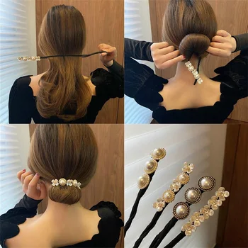 Nye Perler Magic Bun Maker Hairbands Donut Perle Blomst Hår Bands Mode Piger Frisure DIY Hovedbøjle Værktøjer Tilbehør