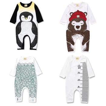 Nyfødte Baby Rompers Tegnefilm Havfrue Penguin Bære Baby Dreng Pige Jumpsuit Bomuld Langærmet Tøj Foråret Bebe Romper Udstyr