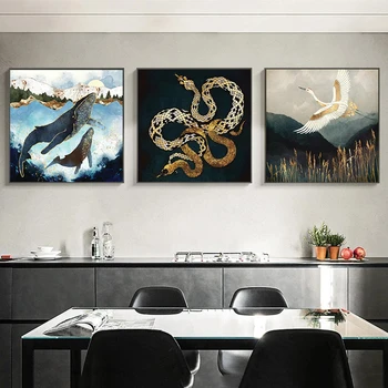 Ocean Animal Vandmænd Blæksprutte Blæksprutte Abstrakt Lærred Maleri Plakat og Print Væg Kunst Billede til stuen Home Decor