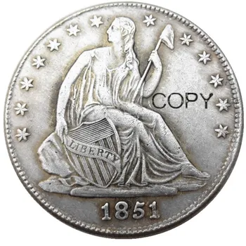OS 1851 P/O Frihed Siddende en Halv Dollar i Sølv Forgyldt Kopiere Mønter