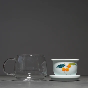 PINNY Hånd Malet Stål Keramisk Glas Te Krus 290ml Kinesiske Kung Fu Tekande i Glas Te Kop Bærbare Drinkware