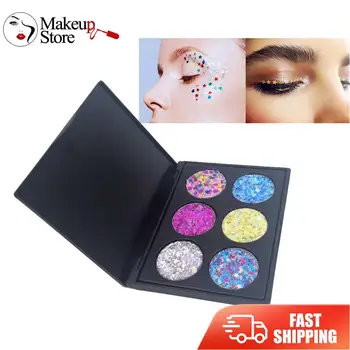Popfeel 6 Farver langvarig Glitter Øjenskygge Pallete Kosmetik Diamant øjenskygge Pulver Makeup, Skønhed Værktøj