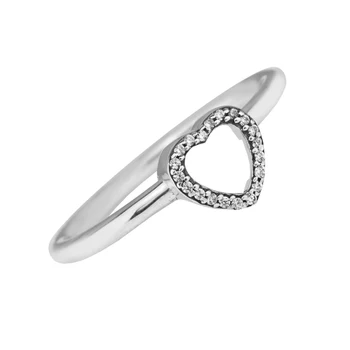 Puslespil Hjerte Ramme Finger Ring 925 Sterling Sølv Klare CZ vielsesringe for Kvinder Mode Smykker Anillos Gratis Fragt
