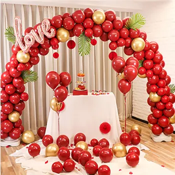 Ruby Red Blank Perle Latex Balloner Chrome-Metallic Farve Konfetti Guld Bryllup Part Indretning Valentine ' s Day Surprise Party