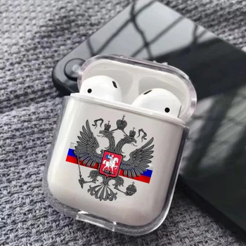 Russisk flag national emblem bagcoveret hårdt Tilfældet For Airpods trådløse Bluetooth Hovedtelefoner tilfælde Hovedtelefon Beskyttelse cover coque
