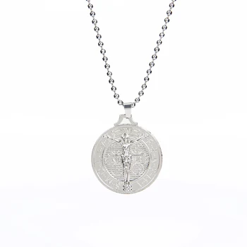 San Benito Medalje på Tværs af Jesus Vedhæng i Rustfrit Stål Saint Benedict Kæde Halskæder til Kvinder, Mænd Religiøse Smykker
