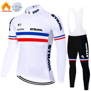 STRAVA cykling sæt Vinter Termisk Fleece Frankrig roupa para ciclista masculino 20D uniforme ciclismo varm cykling bære
