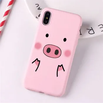 Tegnefilm Gris Phone Case For iPhone X 7 XS Plus 10 Søde gris Pink TPU Silikone Cover case Til iPhone 6S 8 6 Plus XS Antal Tilfælde