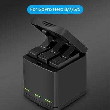 TELESIN 2 Batteri + 3 Slots Batteri Boks 2 i 1 Type-C USB-Kabel til GoPro Hero 8 7 6 5 Black Kamera Tilbehør
