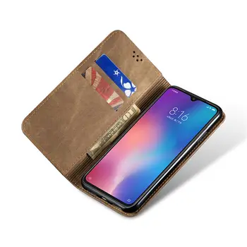 Tilfældet For Xiaomi Mi 9 Pro Denim Magnetisk Læder Tegnebog Flip Cover-Kort Slot, Anti-slip Fuld Beskyttende Dække For Xiaomi Mi Pro 9