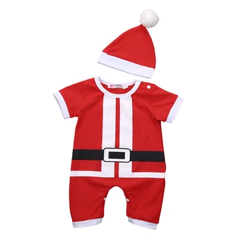 Toddler Spædbarn Baby Boy Tøj Sæt Xmas Børn Romper Buksedragt Hat Sæt 2stk Christmas Santa Claus Kostume Tøj Playsuit