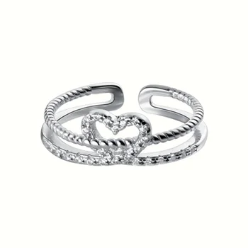 Trustdavis Ægte 925 Sterling Sølv Mode Sød Romantisk Hjerte CZ Åbning af Ringe Til Kvinder bryllupsfest Fine Smykker DB007