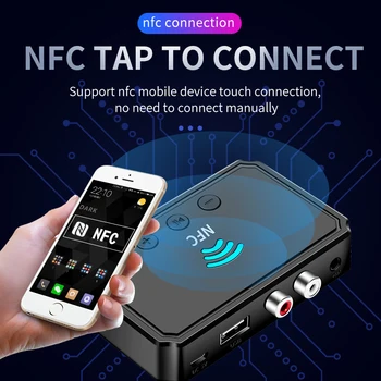 Trådløs Bluetooth-kompatible 5.0 Audio Receiver Adapter NFC 3,5 mm RCA Music AUX Stereo-Receptor til Forstærker bilsættets Højttaler