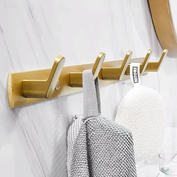 Tykkere Plads Aluminium Robe Kroge Væggen Hænger Monteret Håndklæde Krog Golden Malet Tøj Krog Badeværelse Hardware