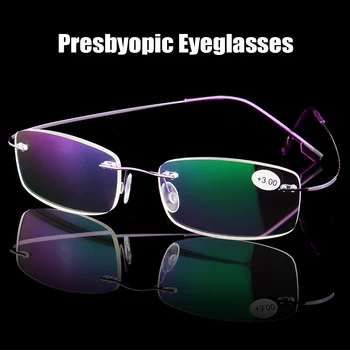 Ultralet Hukommelse Titanium Magnetiske Uindfattede Briller til Mænd, Kvinder Presbyopic Briller Vision Care Styrke +1.0~+4.0