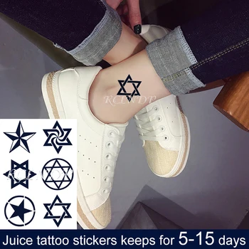 Vandtæt Midlertidig Juice Ink Tattoo Sticker Star Cirkel Totem Mønstre Frugt Gel Langvarig Kunst for Mænd