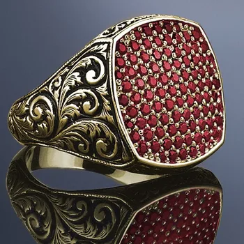 Vintage Håndlavede Tyrkiske Ring For Mænd Vintage Dobbelt Sværd Sorte Zircon Ringe Punk Trendy Islamiske Religiøse Muslimske Smykker