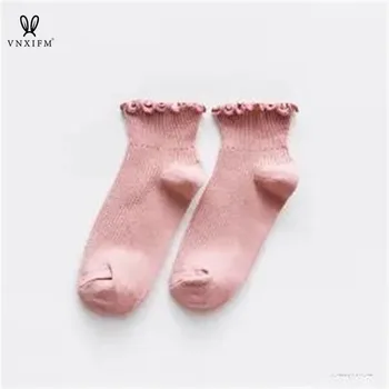 VNXIFM Foråret og sommeren koreanske kvinder sokker solid farve træ øre vilde sokker ren bomuld bunke sokker i stretch bomuld sved sokker