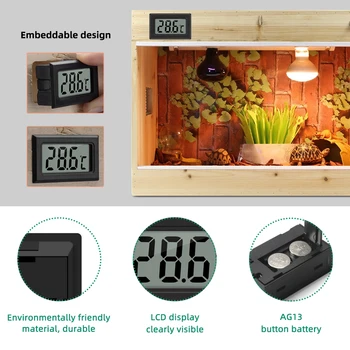 Yieryi Digital Termometer Hygrometer Mini Black Kablede/Trådløse Elektronisk Termostat for Akvariet Pet Kasser Huse, Haver