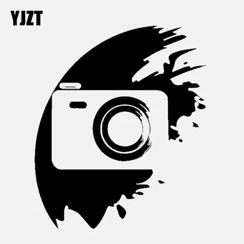 YJZT 11.8 CM*13CM Photostudio Indre Kamera Silhuet Vinyl Sort/Sølv Bil Mærkat C22-0863